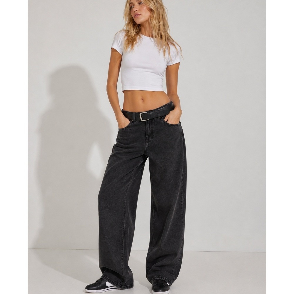 Garage Denim Ample Baggy Jeans Washed Black High Rise Wide Leg 05 27